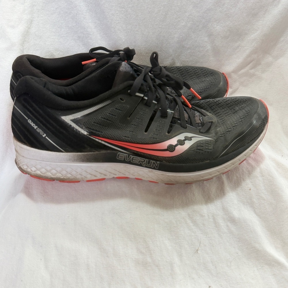 Saucony Guide ISO 2 Running Shoes Mens 10 Black Coral Good Stability S20464-3